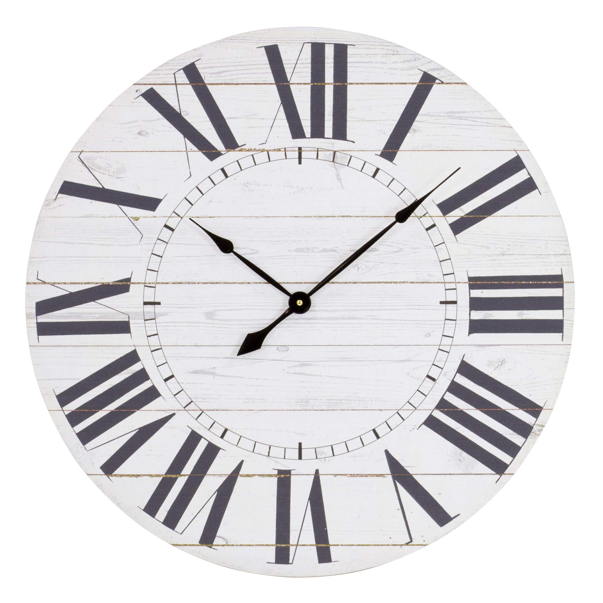 Estelle French Country Shiplap Face Wall Clock, 23", White