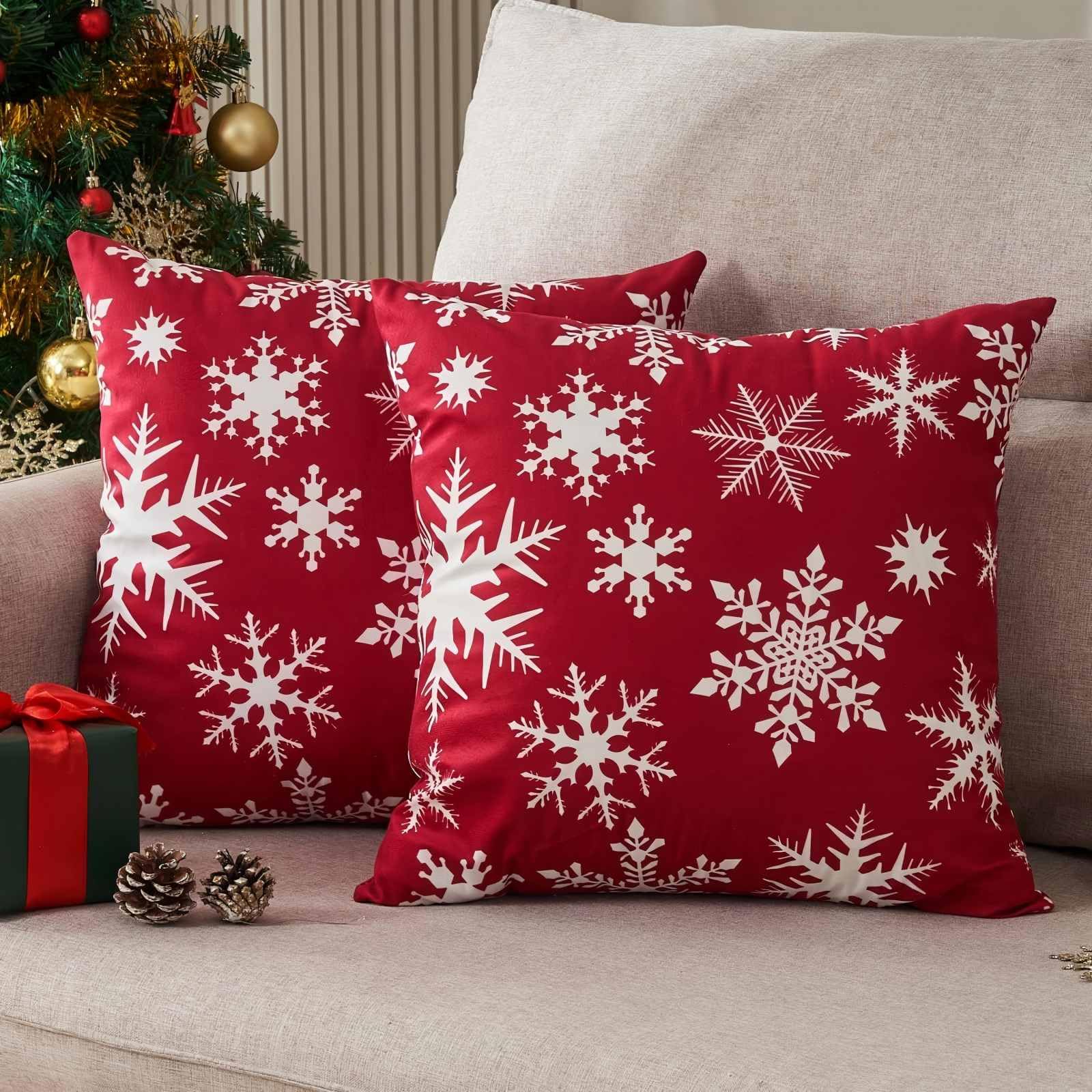 Arredamento Festivo Natale Artoid Mode Alberi Renna Fiocchi Di Neve Buon Natale Fodere Per Cuscini 2 Pezzi, 50x50 Cm Merry Christmas Fodera Per Cuscino Decorativa Cover Divano Scala Babbo Natale