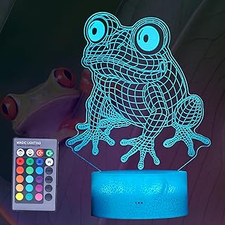 Cute Frog Night Light, Frog Gifts, Frog 3D Illusion Lamp with RGB 16 Colors Changing, Remote Control, Dimmable, Kids Room Decoration Baby's Light Room Decor Children Gifts