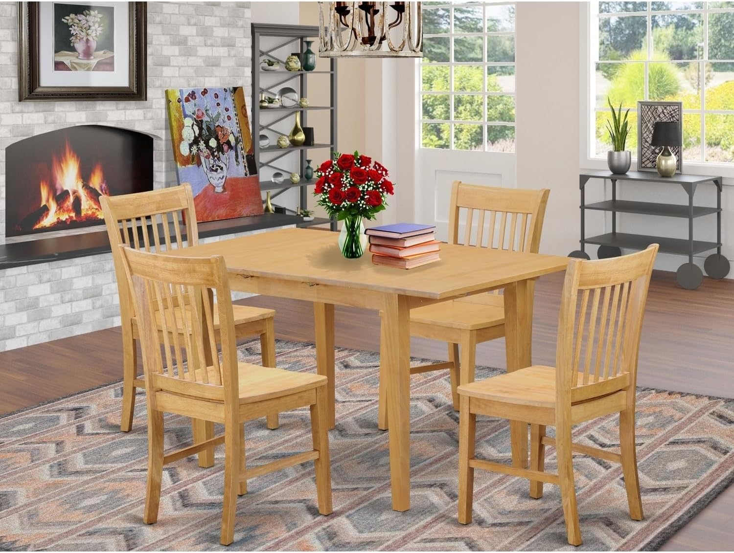 HomeStock Vintage Variety Dinette Set- Table with A 12" Leaf and Dining Chairs