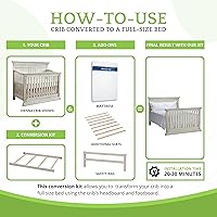 Vista 5 de Kit de conversión de tamaño completo, rieles de cama para cunas de bebé, múltiples acabados disponibles (blanco antiguo)