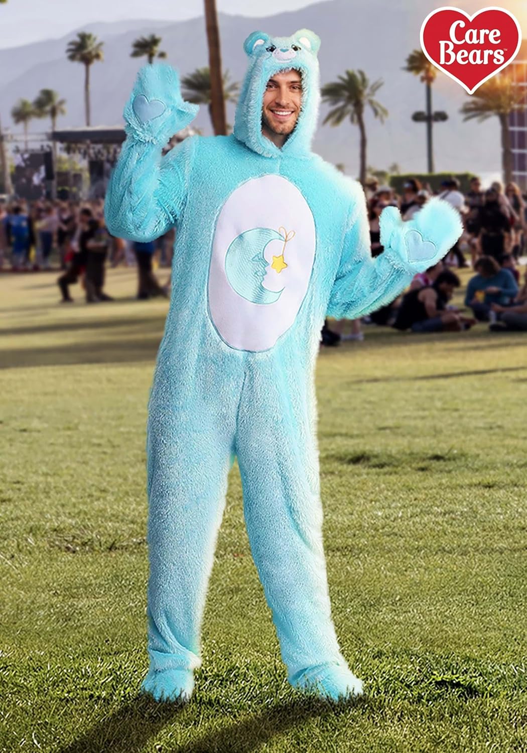 Care Bears Bedtime Bear Adult Halloween Costume | Goodnight Dream | Mascot Jumpsuit | 80s TV Show Character