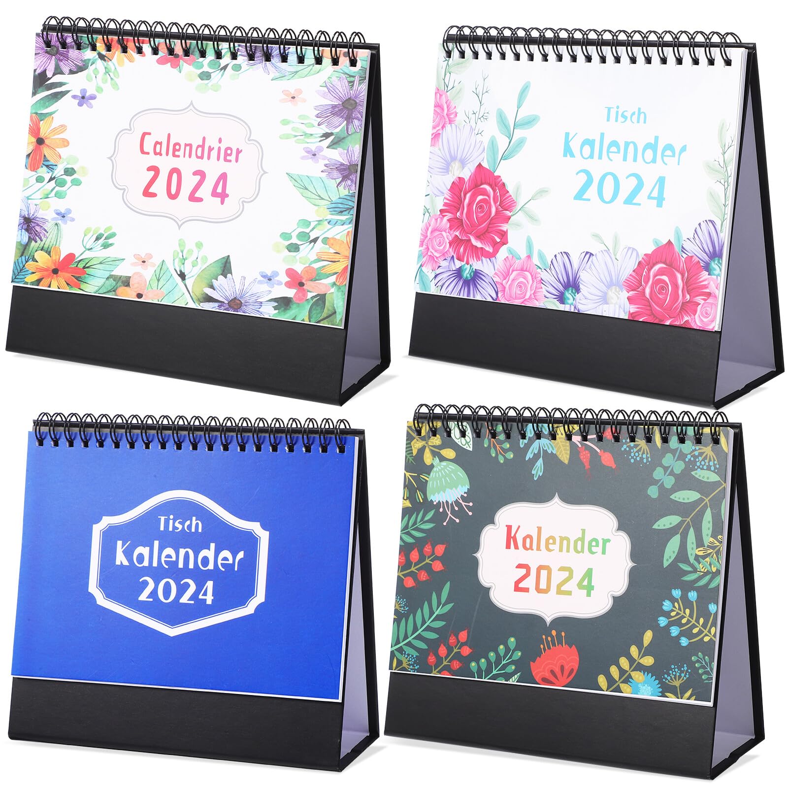DOITOOL 4 Pezzi Calendari da Tavolo German Design Doppia Spirale Planner Organizzativo per Ufficio e Casa Calendari Scrivania Decorativi e Funzionali