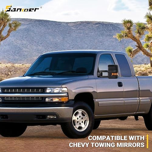 Miniatura 2 de Towing Mirrors for 1999-2002 Chevy Silverado GMC Sierra 1500 Tow Mirrors, 2000-2002 Suburban Tahoe Sierra Yukon 1500 2500 with Power Heated Arrow