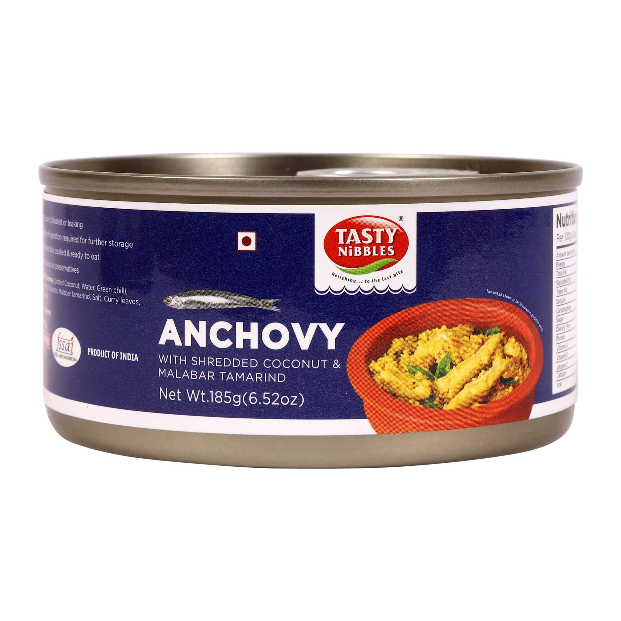 Tasty Nibbles Anchovy with Shredded Coconut & Malabar Tamarind 185gx3(Pack of 3, 555g)