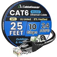 Vista 85 de Cable Ethernet Cat 6 de 30 pies, para interiores y exteriores, cable de red plano de Internet de alta velocidad de 10 Gbps, cable de conexión Negro