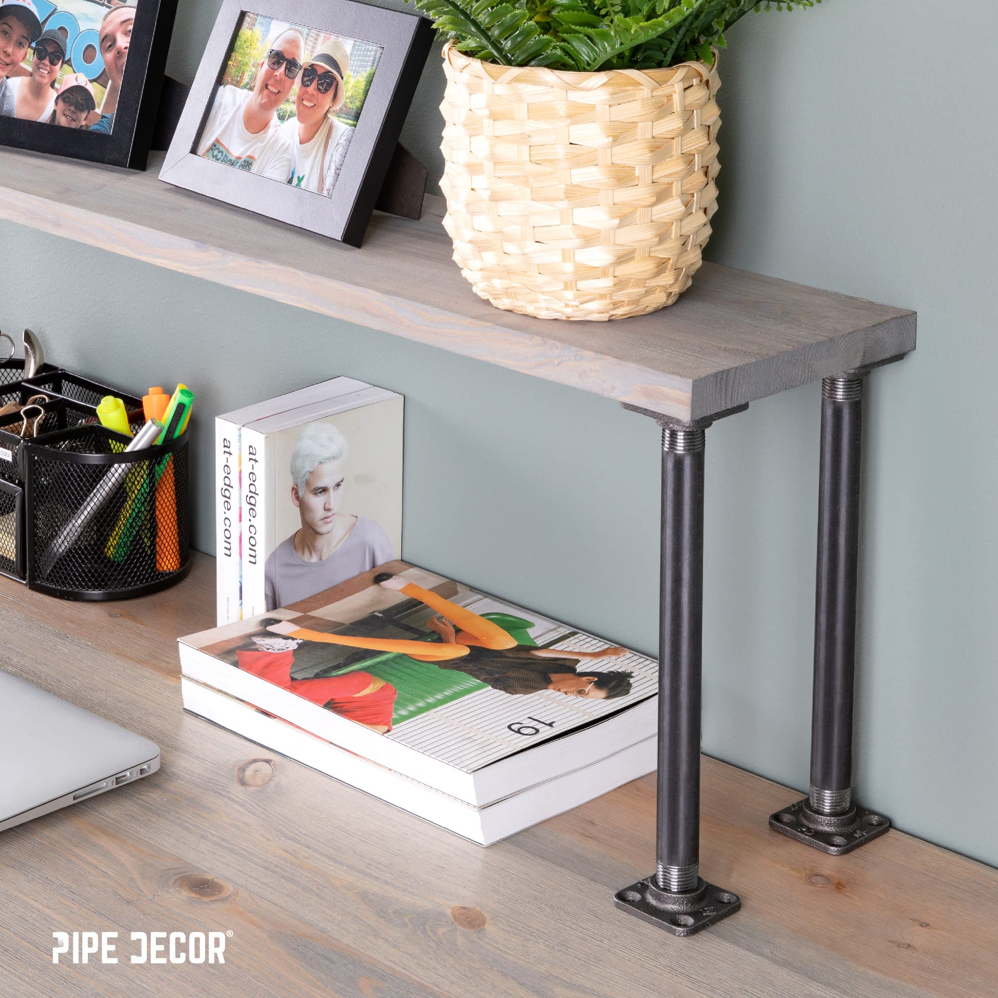 PIPE DECOR Brida de piso micro cuadrado de hierro negro de 1/2 pulgada (paquete de 8)