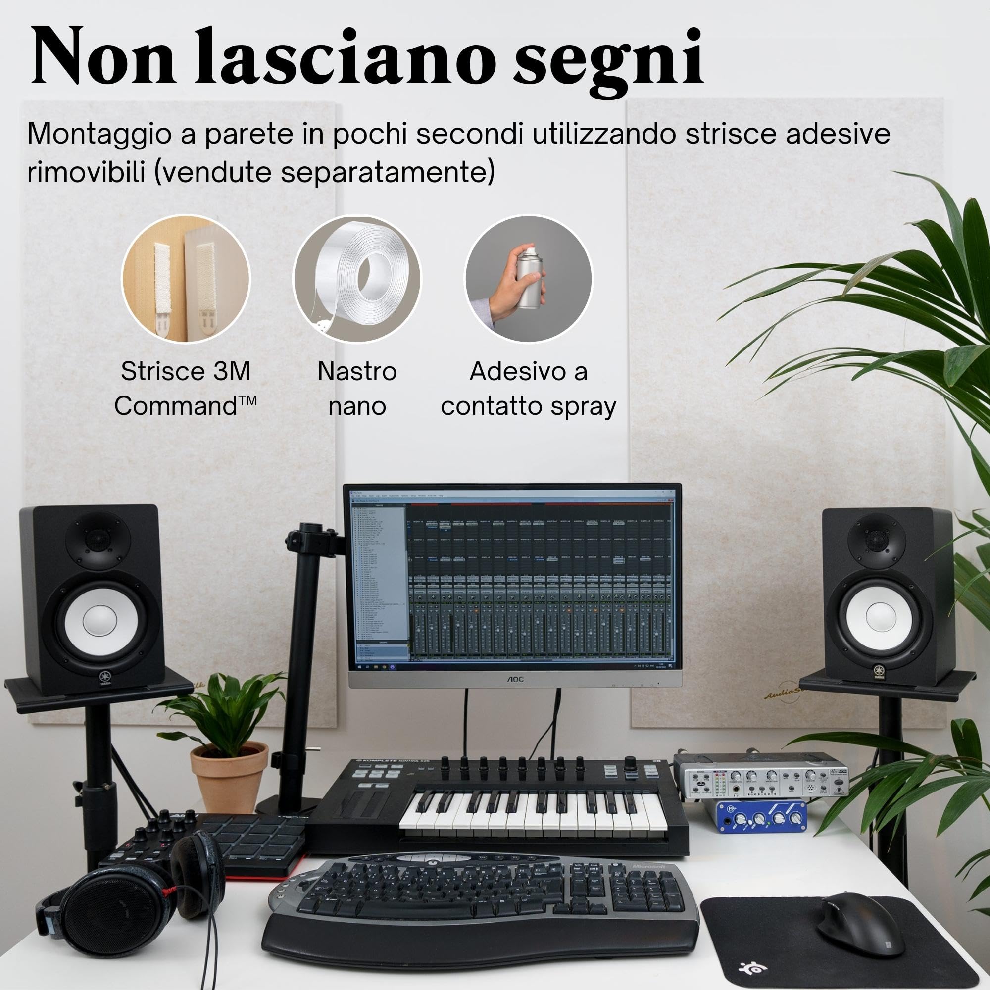 Pannelli Fonoassorbenti, Set di 4 - KIT STANZA, Grandi, 116 x 58cm, Nero