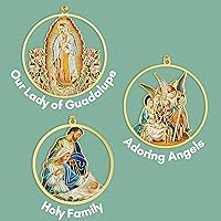 Vista 4 de Needzo Adornos religiosos de Navidad para colgar, decoración de latón católico con corte redondo para árbol, coronas o paredes, rellenos