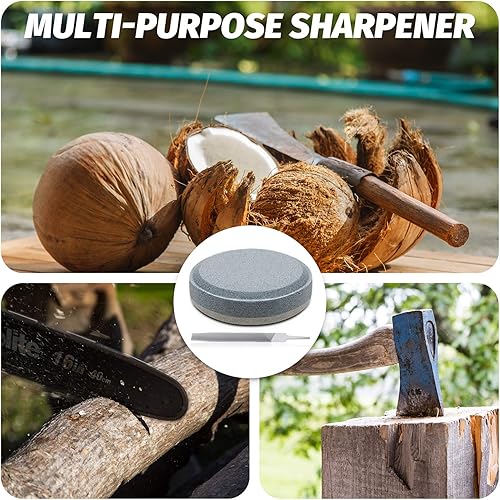 Miniatura 6 de Honoson Juego de sacapuntas de hacha, grano 120 y 240, piedra de afilar hacha multiusos y herramientas de corte rectangular de 7 pulgadas, disco más