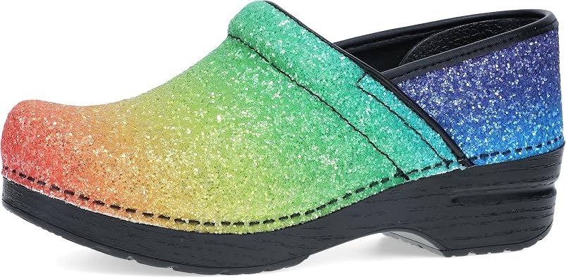 Dansko Professional Glitter Slip-On Clogs for Women Rocker Sole and Arch Support for Comfort Shiny and Stylish Glitter Uppers