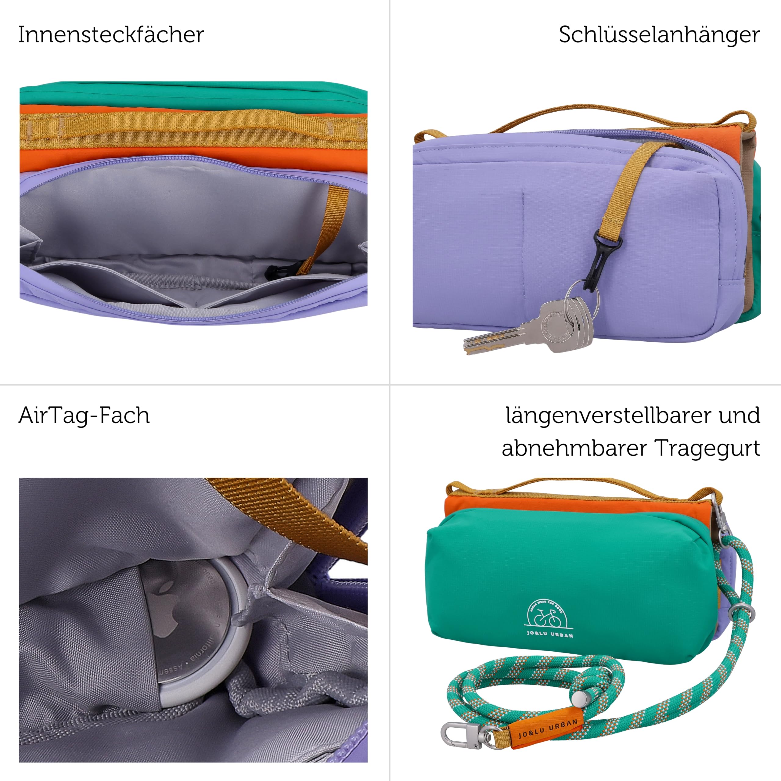 Jo&Lu Urban Aktive Bauchtasche – Sportliche Bauchtasche für Herren & Damen, Leicht & Wasserabweisend, Ideal für Reisen, Alltag, Running & Outdoor
