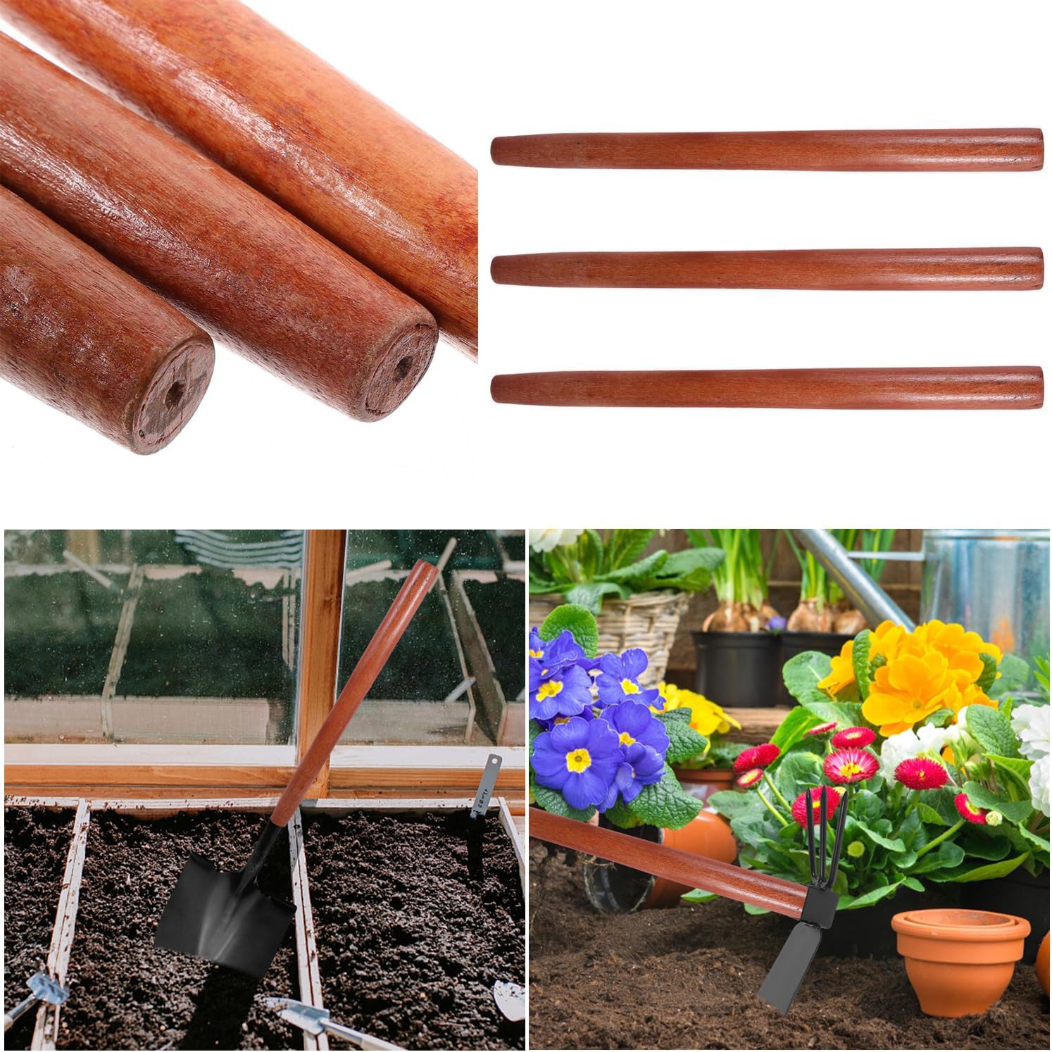 3 Pack Sledge Hammer Handle Replacement 12 1/2" 35cm Solid Hard Dense Wood Handles Grip for Drilling Hammer Sledgehammer Rubber Mallet Hammer Ball Pein Hammer Strike Club Hammers