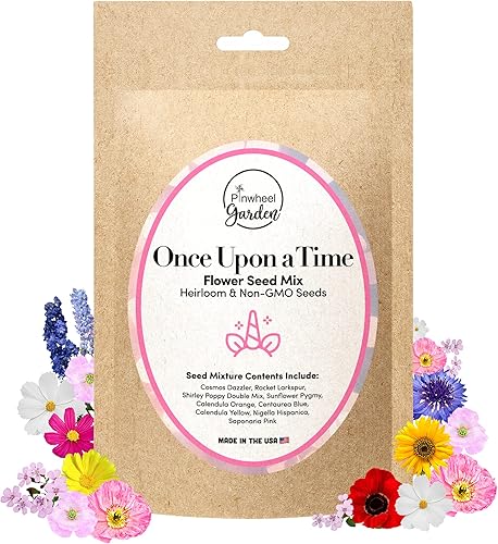 Pinwheel Garden - Mezcla de semillas de flores Once Upon A Time mezcla deslumbrante de 9 especies de semillas diseñadas para crear un jardín de