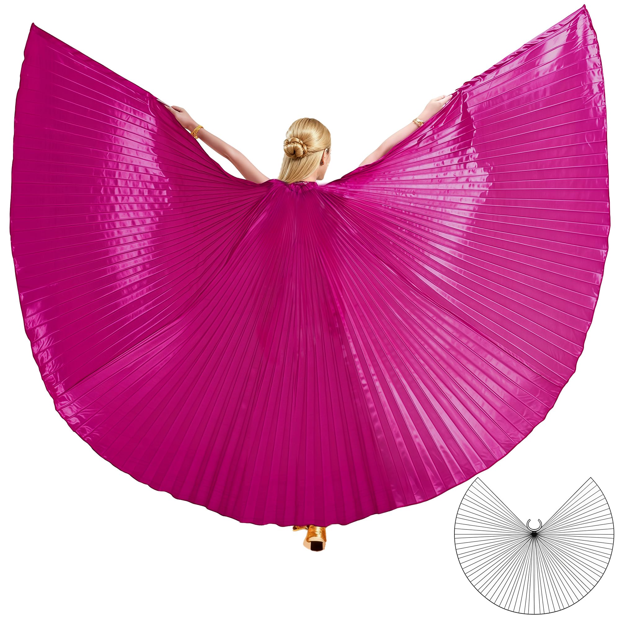 MUNAFIE Butterfly Isis Wings Belly Dance Costume Worship Angel Fairy Wings for Carnival Stage Halloween Party Celebration Performance Rose Pink