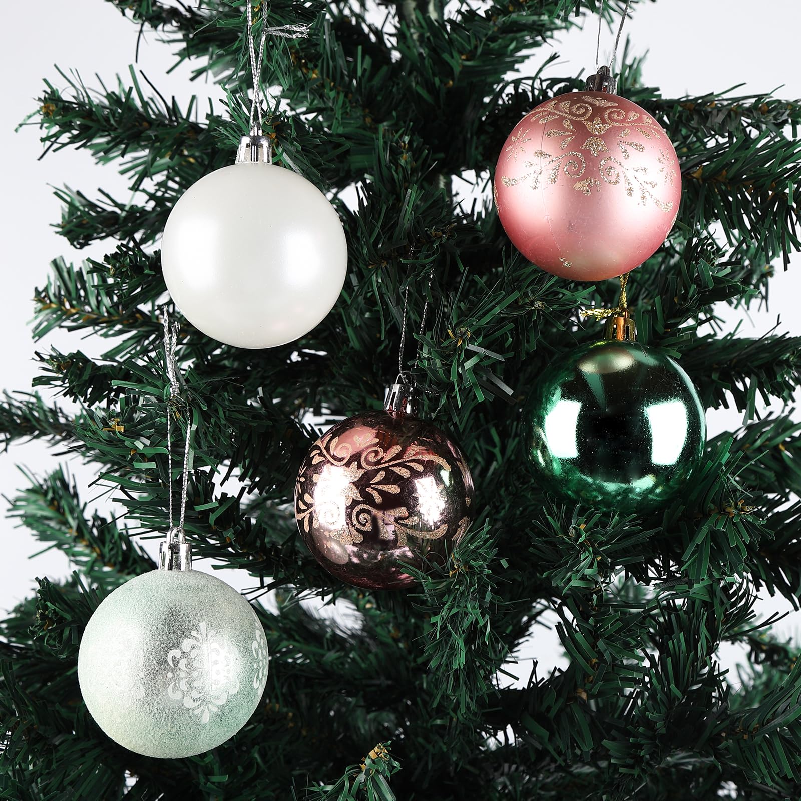 30 Boules De Noël Incassables 6 Cm - Décoration Sapin, 4 Styles, Plastique Durable, Avec Cordons - 3