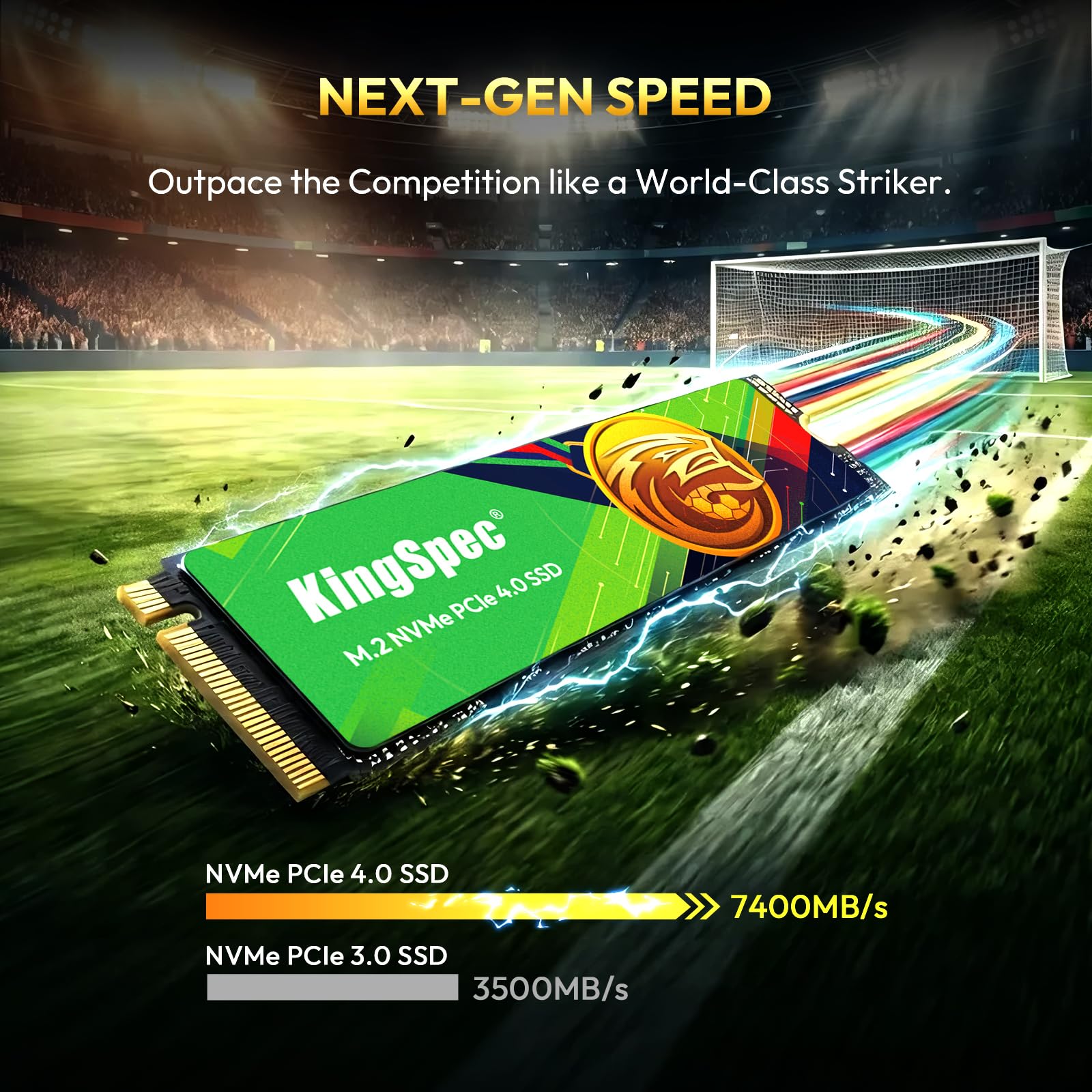 KingSpec SSD M.2 NVMe PCIe Gen4 da 1 TB - Fino a 7400 MB/s in lettura, edizione Championship, flash NAND 3D, ideale per PS5, PC da gioco e aggiornamento laptop