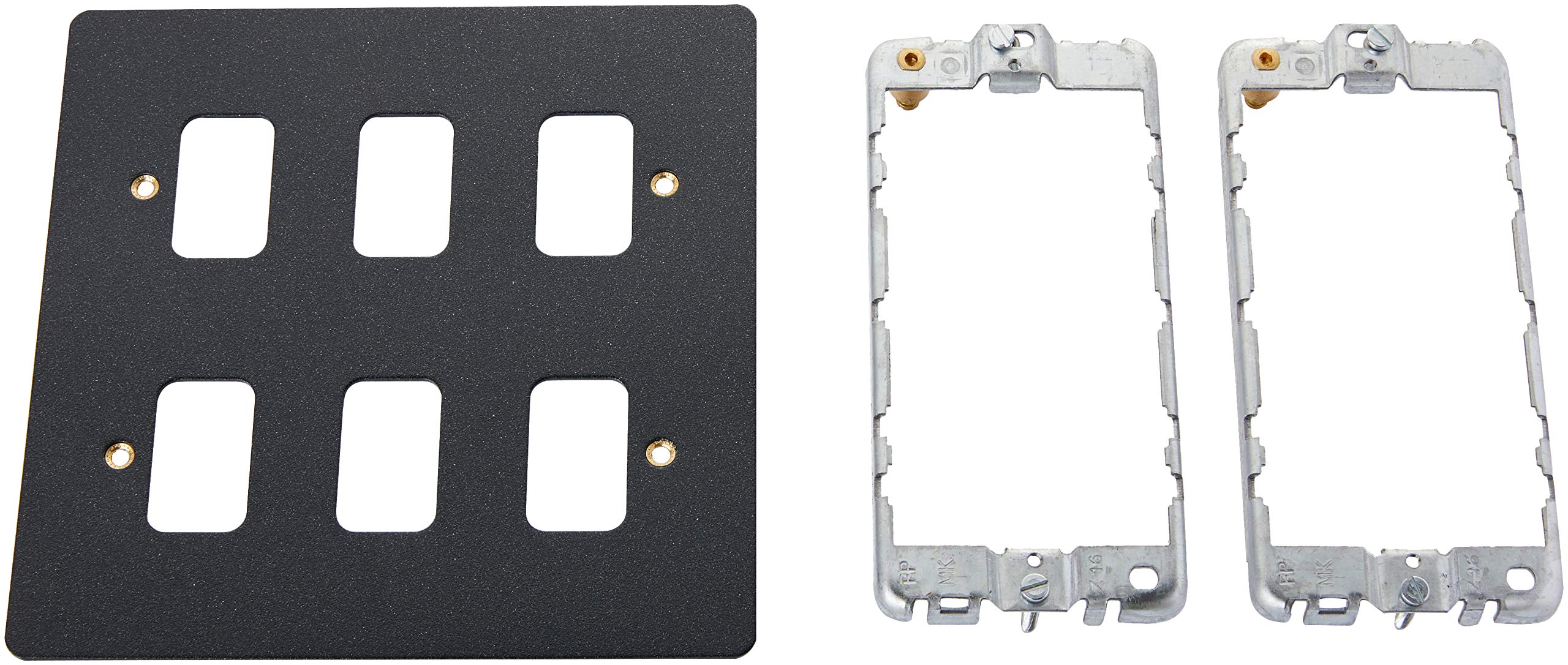 MK Edge K14346LBK 6-Module Grid Frontplate - Lustrous Black