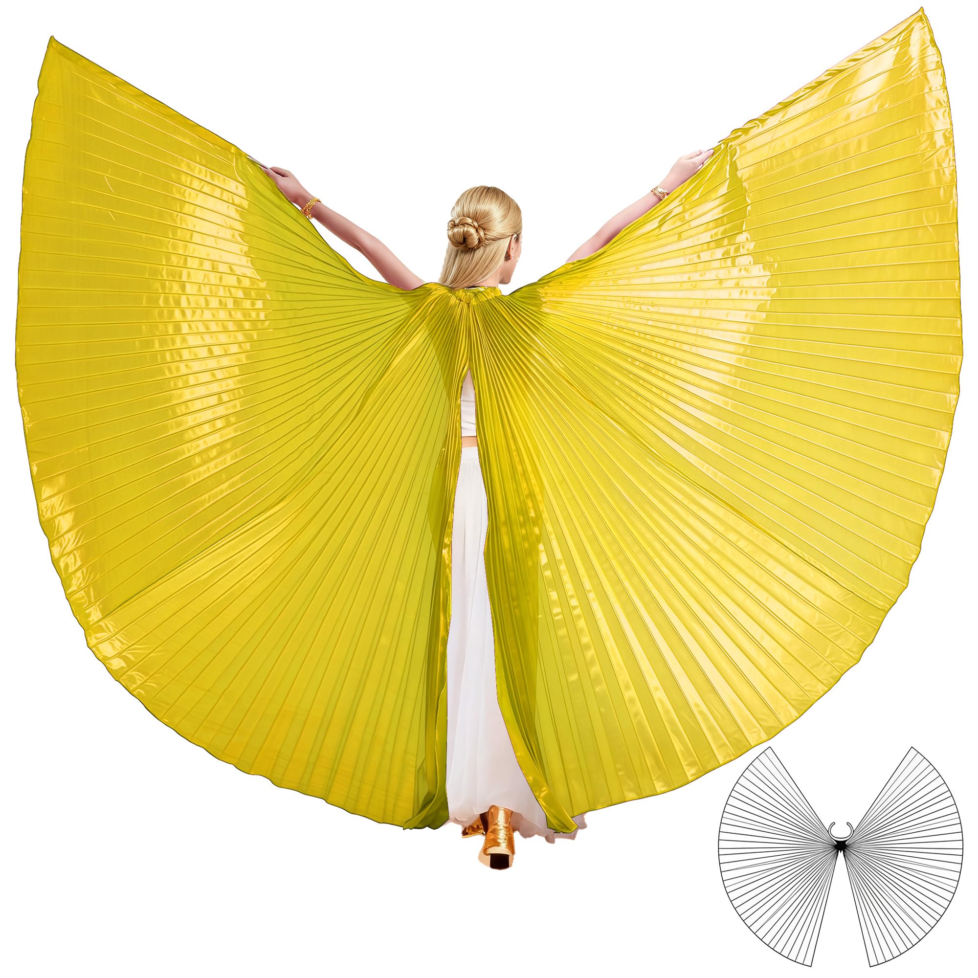 MUNAFIEBelly Dance Isis Wings with Sticks Halloween Carnival Performance Dance Costume Angel Wings