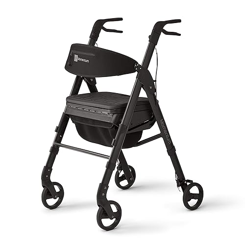 Medline Momentum Rollator con asiento andador rodante premium ruedas de 6 pulgadas rojo soporta hasta 250 libras