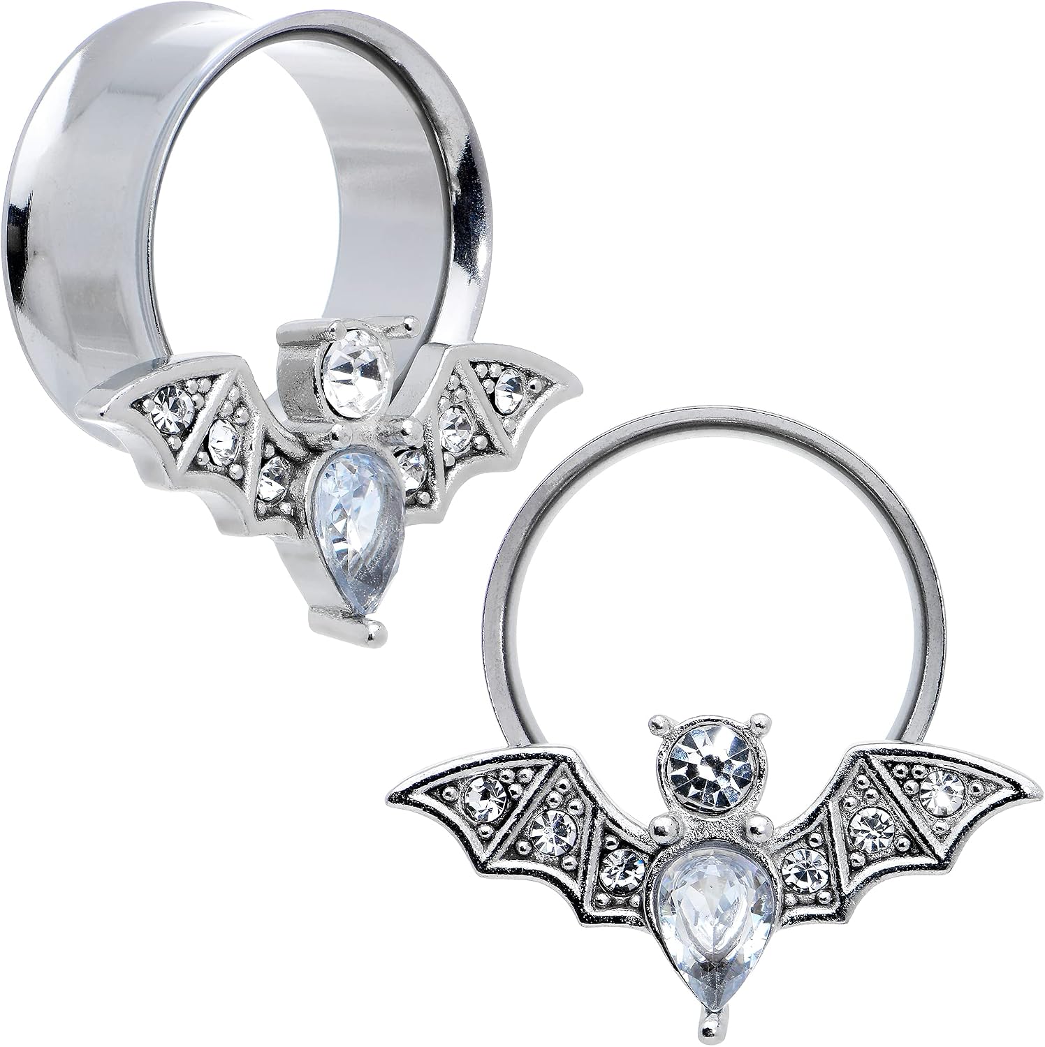 Body Candy Unisex 2Pc Matte Glass UFO Alien Face Double Flare Ear Plug Gauges Set of 2