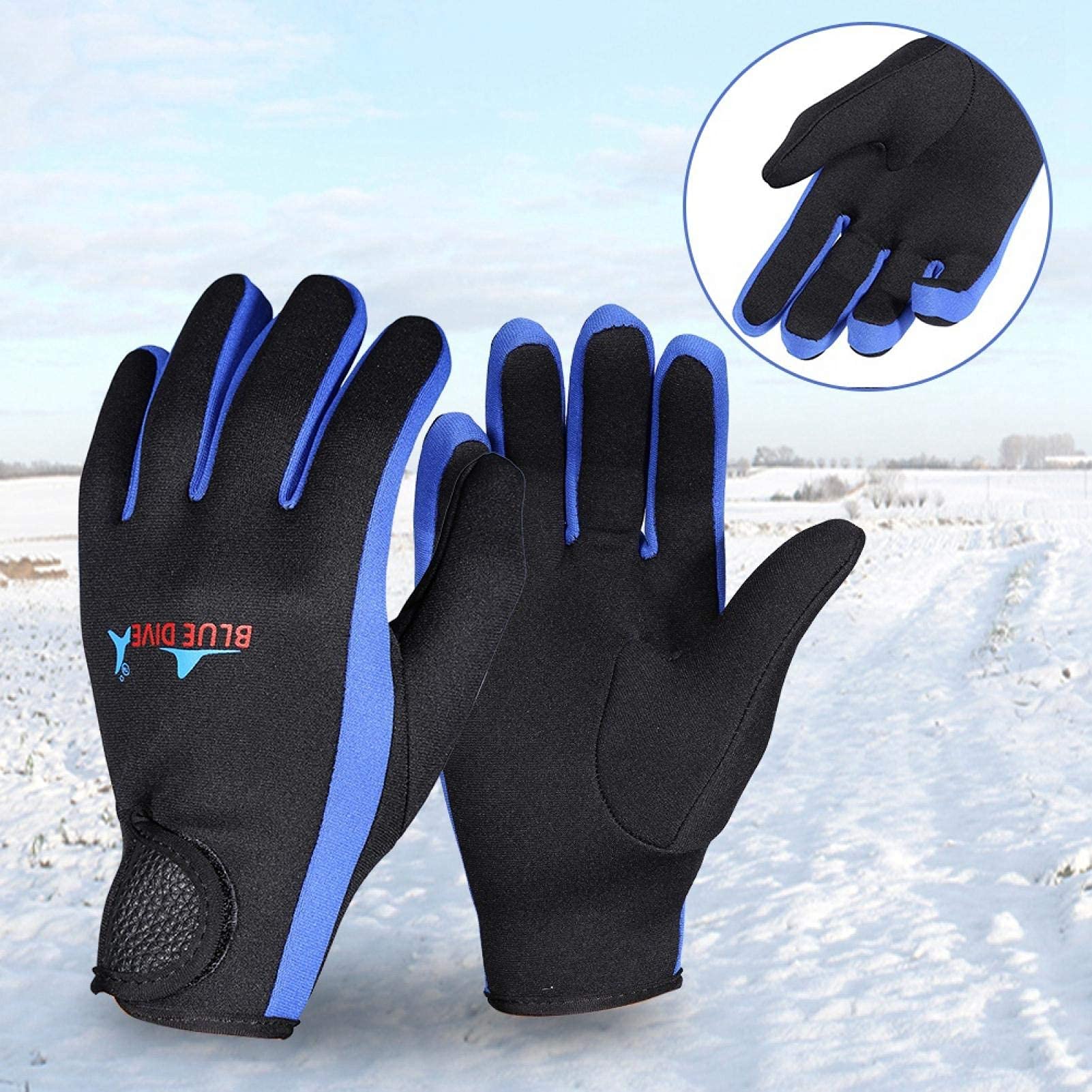 Gants de Plongée Néoprène 5mm s Latex Épais pour Surf Cyclisme Hiver Résistant au Froid Poignet Élastique Réglable Crochet et Boucle Duikhandschoenen