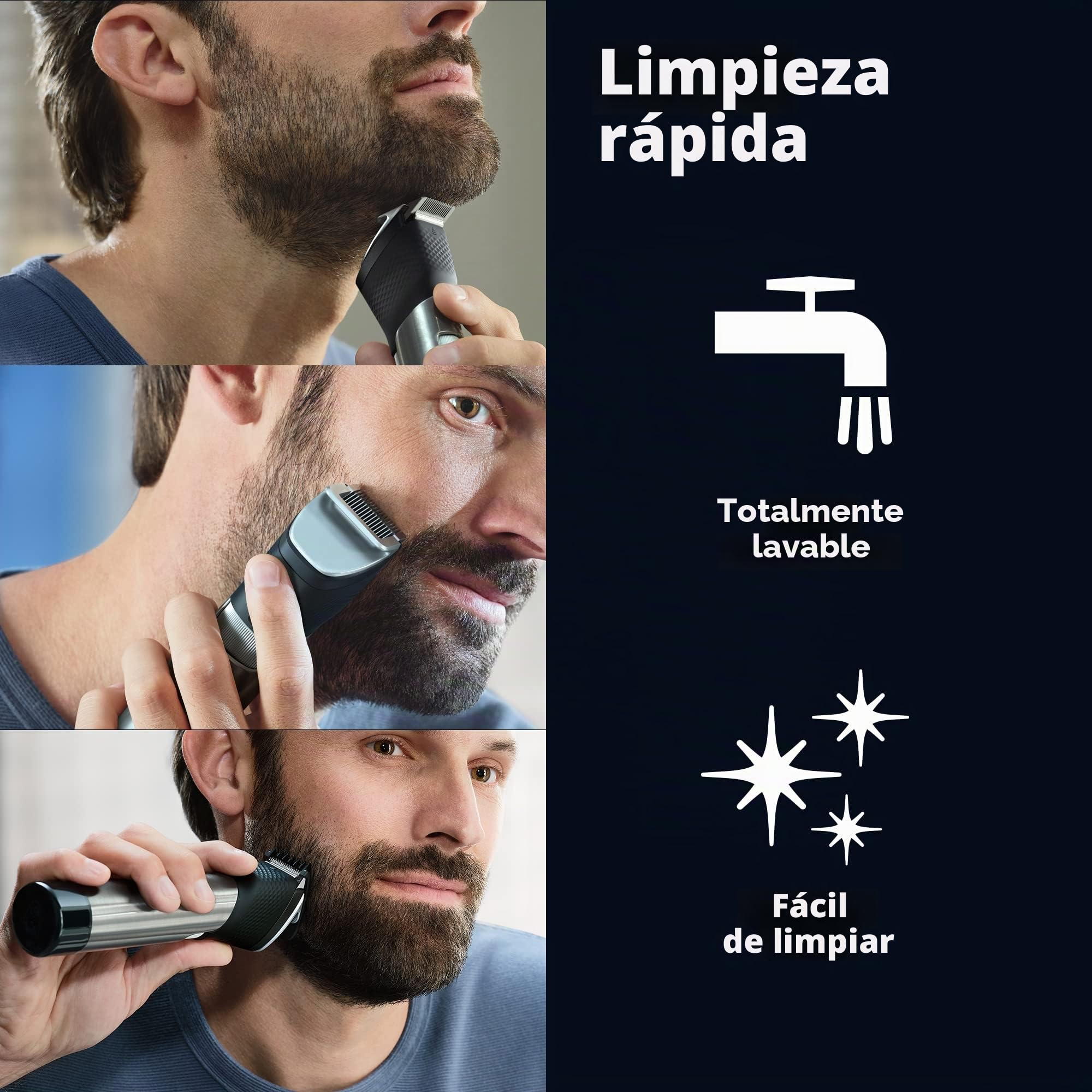 Norelco Philips Series 9000, recortadora de barba y pelo de máxima precisión con tecnología Beard Sense para un corte uniforme, BT9810/40