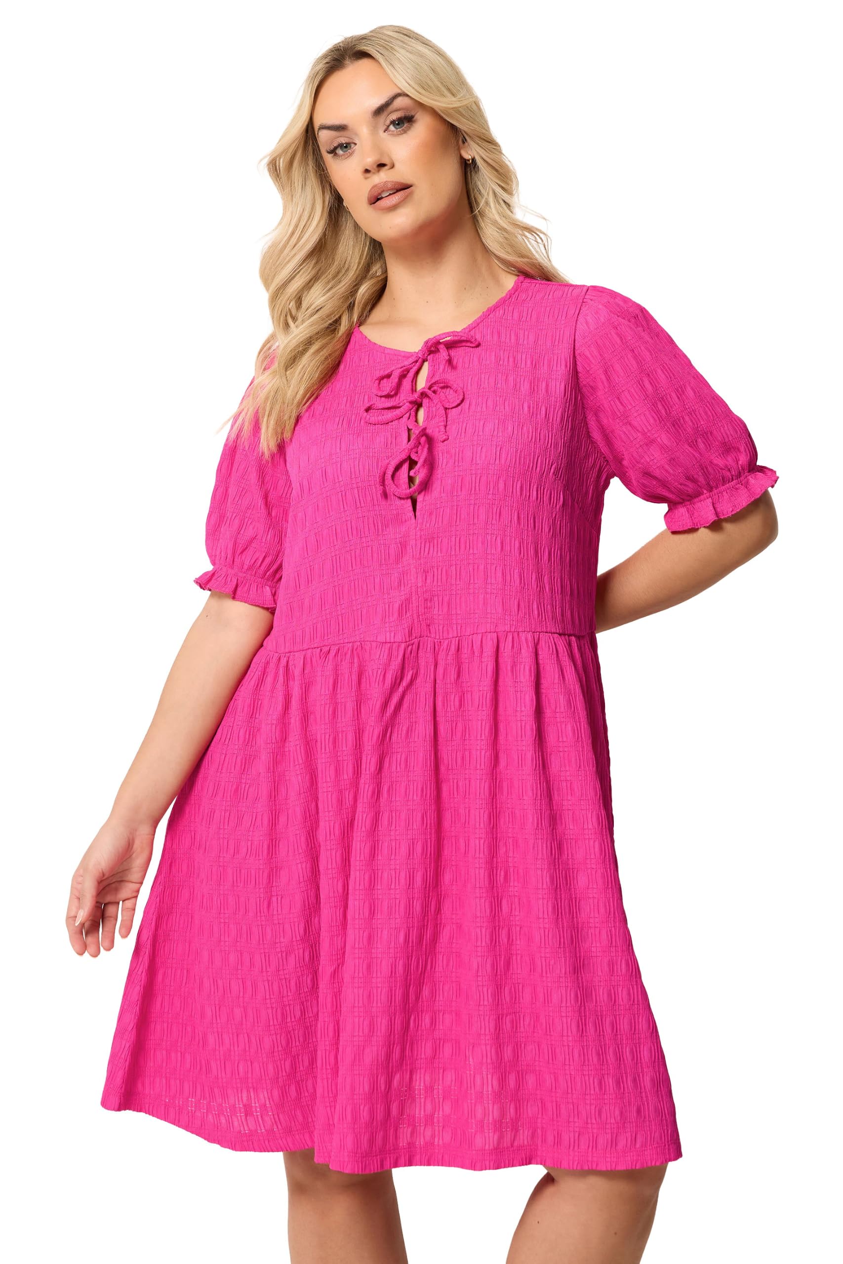 Yours Curve Bow Front Mini Dress - Women's - Plus Size Curve Pink