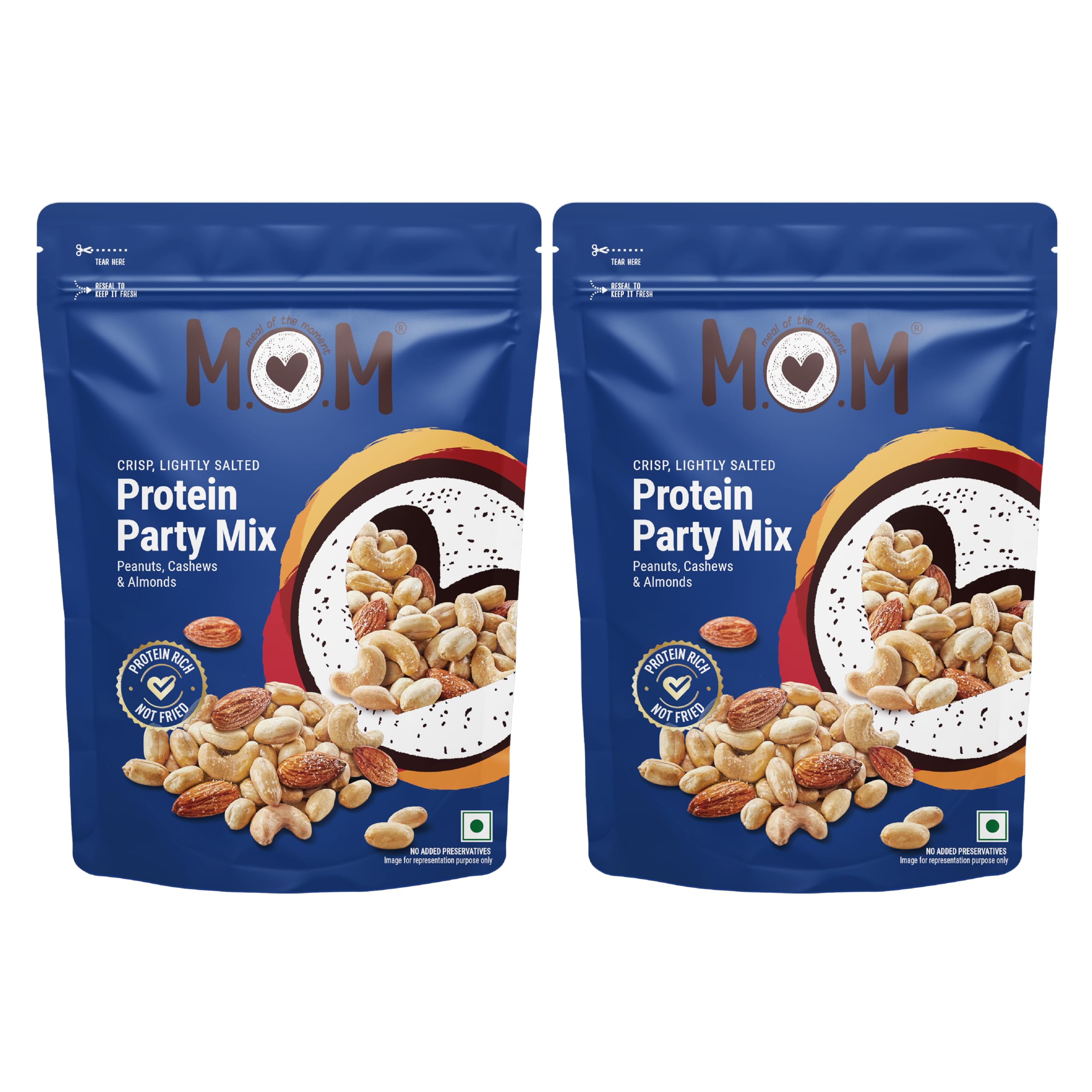 MOM - Meal of the Moment, Protein Party Mix, 95 gm (Pack of 2) - Contains Peanuts, Almonds, and Cashews | Antioxidant Rich | Delicious & Crunchy | No Trans-Fat | Rich in Protein