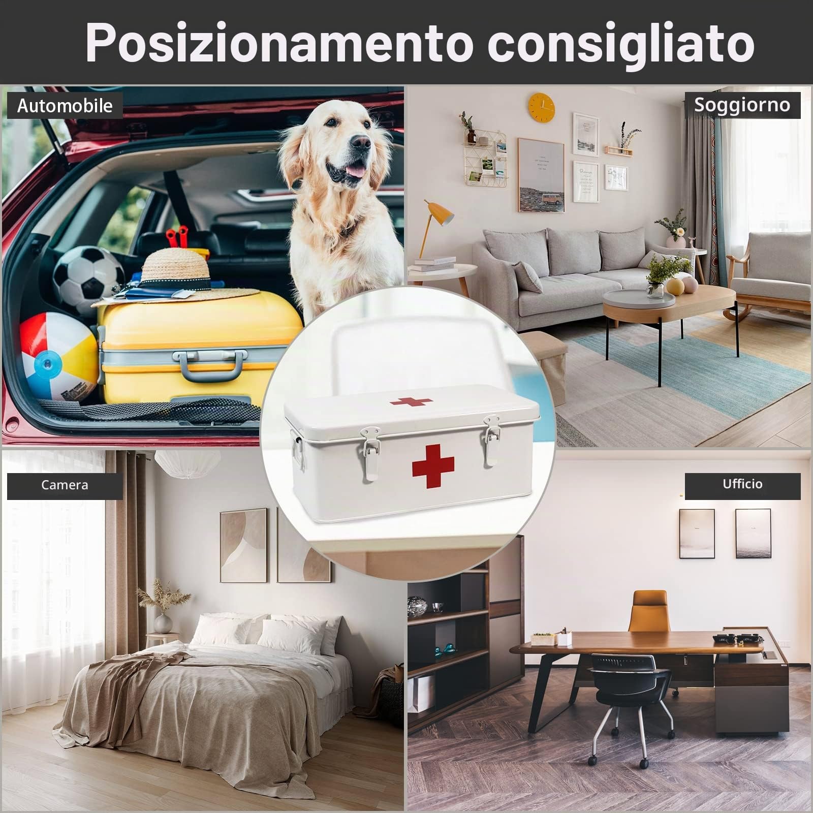 Cassetta per medicinali di primo soccorso, contenitore per il kit di pronto soccorso, contenitore in metallo per medicinali, scatola vuota di primo soccorso con serratura di sicurezza per