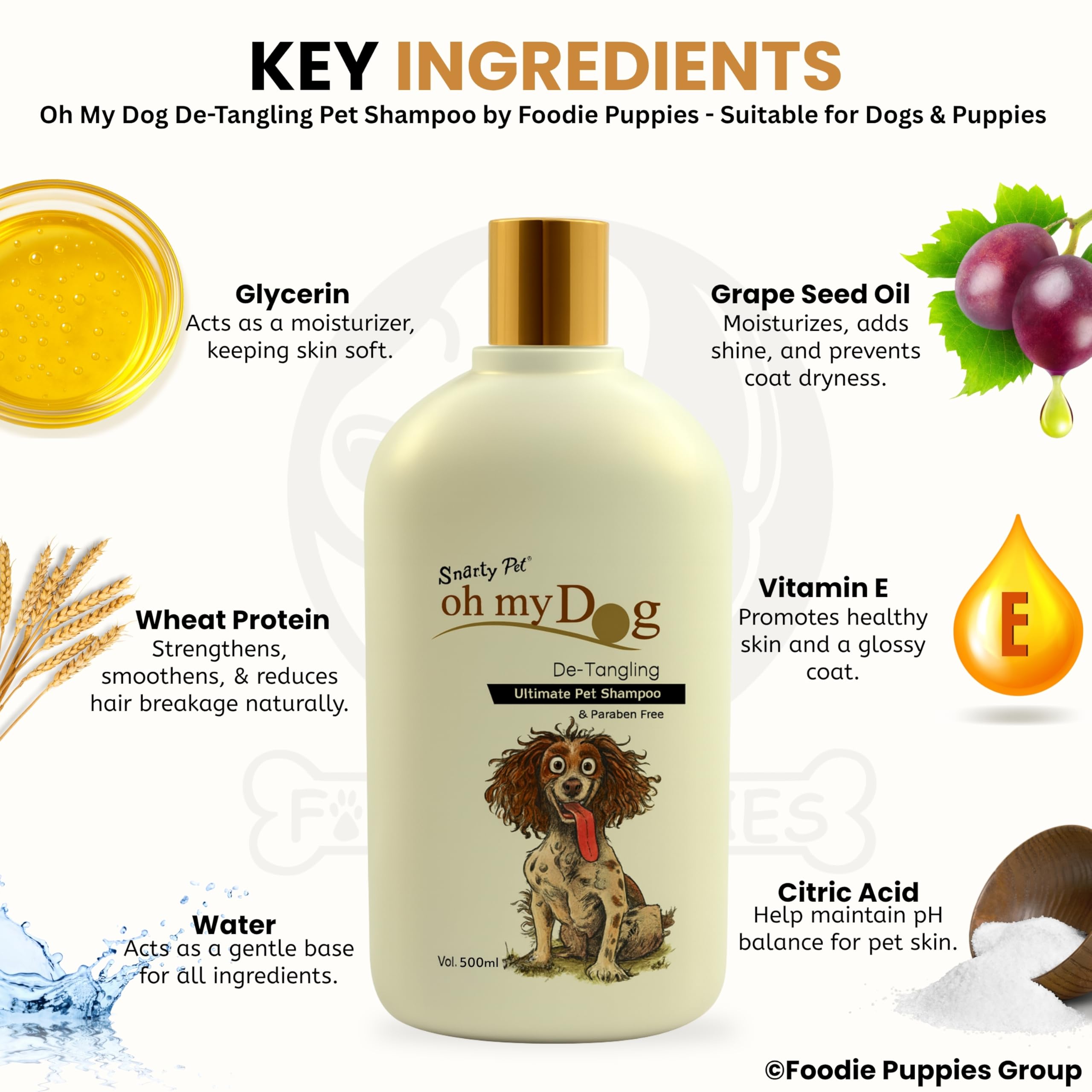 Foodie Puppies Oh My Dog Detangling Shampoo for Dogs and Puppies - 500ml | Paraben & Cruelty-Free Ultimate Pet Shampoo | Shiny, Soft and Tangle-Free Fur | Suitable for All Breeds and Sizes 3