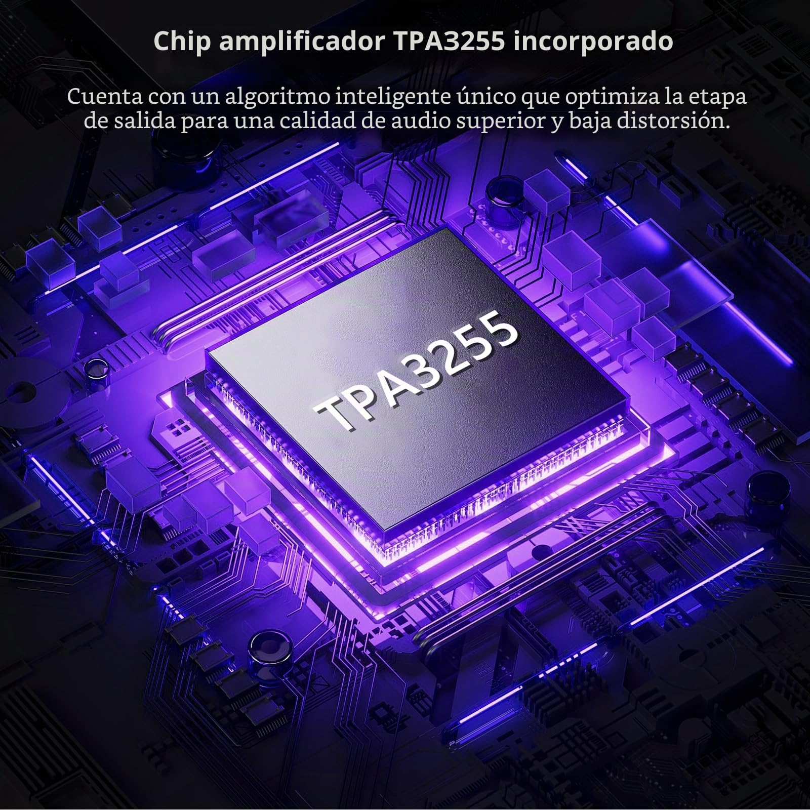 Amplificador Audio, Mini Amplificador HiFi 600W Estéreo Bluetooth 5.4 Clase D Estéreo 2 Canales, Chip TPA3255 Ajuste de Graves y Agudos