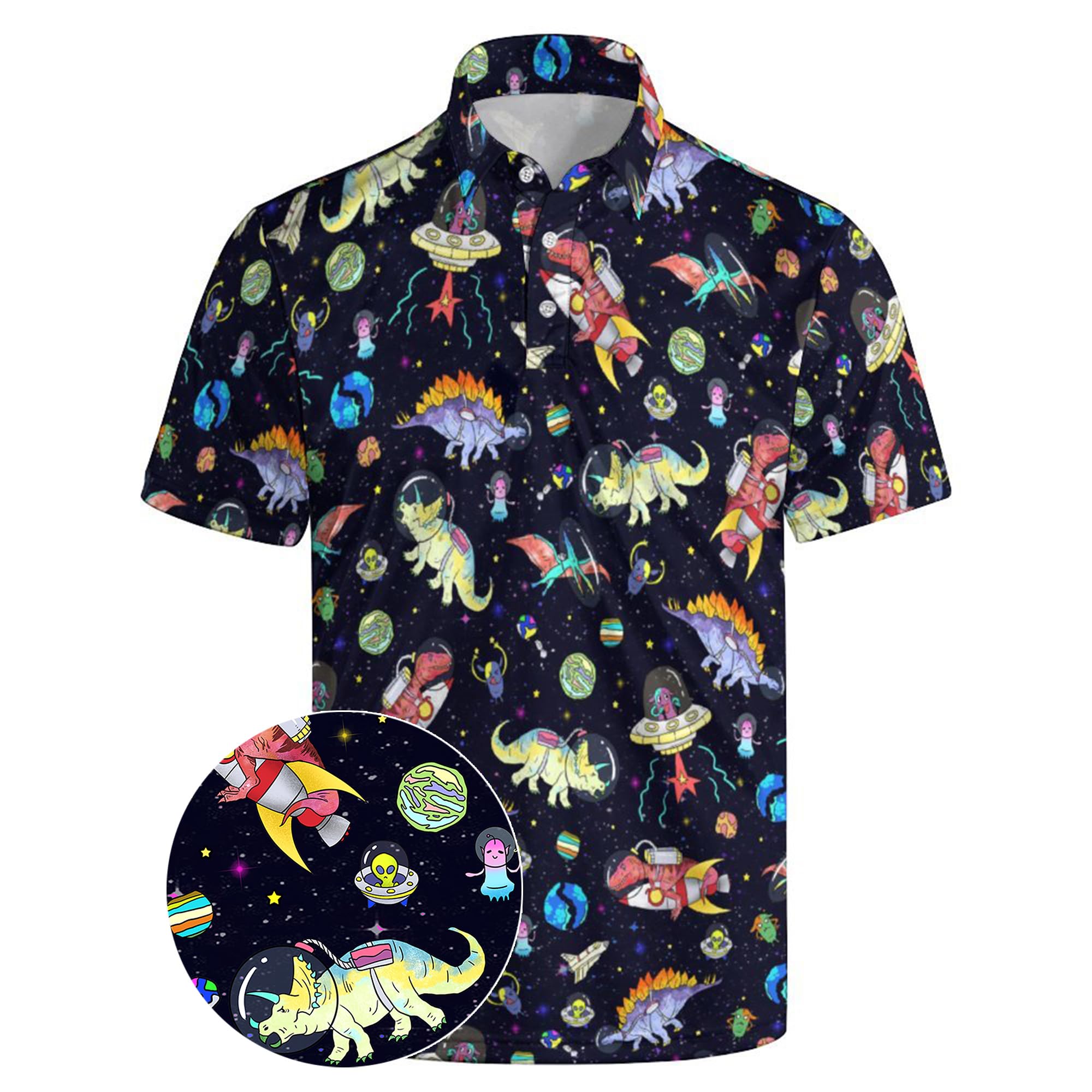 Xdceu Men’s Golf Polo Shirts - Hawaiian Print Golf Shirt for Men Quick-Dry Moisture Wicking Casual Breathable Polo Shirt