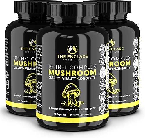 Miniatura 13 de THE ENCLARE NUTRITION Suplemento de hongos Complejo 10 en 1 Apoyo Inmunológico Melena de Leones, Reishi, Cola de Pavo, Cordyceps, Chaga, Maitake