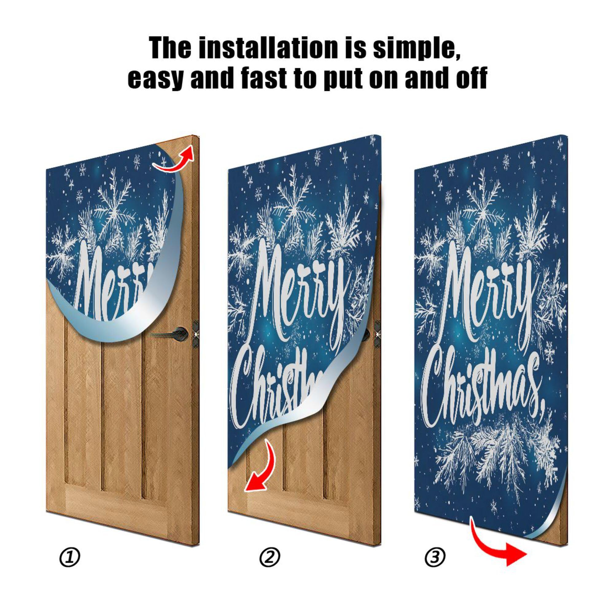 SEHANY Winter Christmas Tree Door Cover Outdoor Decor, High Stretch Fabric Christmas Front Door Cover Christmas Banner Door Cover for Front Door Festive Party Home Decor 35 * 79inch