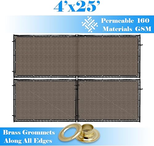 Miniatura 8 de AwnPro Pantallas para valla de privacidad, color marrón, de 4 x 50 pies, con protección solar resistente de grado comercial, 160 GSM con ojales de