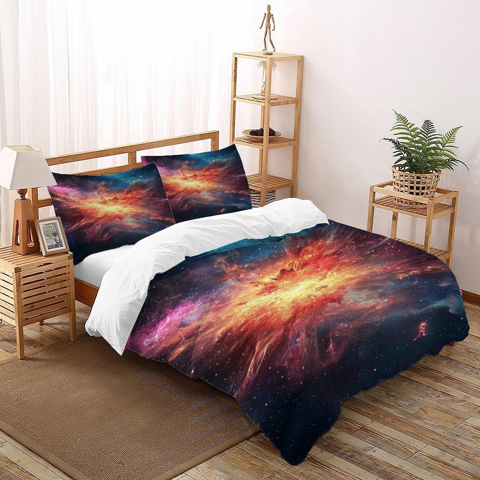Housse de couette microfibre de qualité supérieure motif nébuleuse galaxie 260x220cm