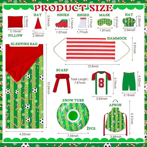 Miniatura 3 de 11 piezas de saco de dormir accesorio de Navidad para muñeca elfo, incluye muñeca de Navidad, saco de dormir, albornoz, delantal, sombrero de chef,