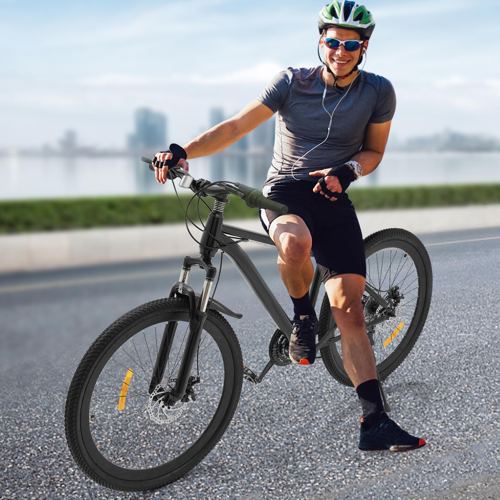 Bicicleta de montaña Dofanqing, bicicleta de alpinismo, bicicleta de hombre, cambio de 21 marchas, sillín ajustable, amortiguadores y frenos de disco, adecuada para viajes en todas las carreteras