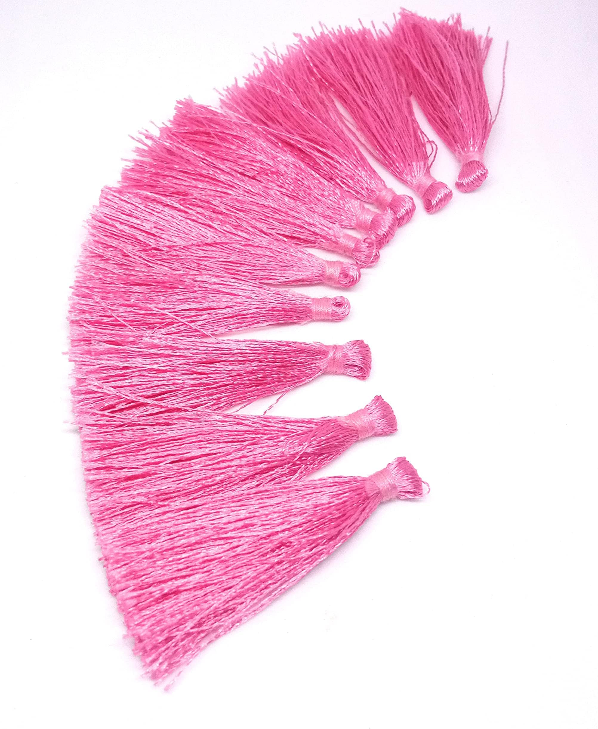Healthy Life Tassels for Sarees, kuchulu for Sarees Border Silk Thread Tassel Charms for Craft Good for You to DIY Pendant Pack of 10 pcs,5pair, Book Mark Tassels, Brooch (Pink)