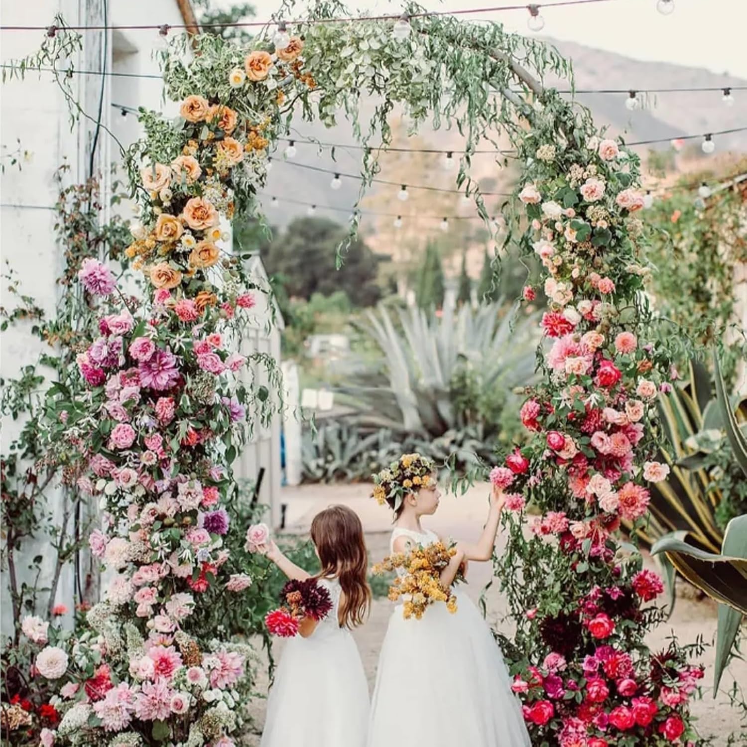 Iron Garden Arch, Garden Arch Trellis for Climbing Plants, Wedding Arch, Water Proof Garden Arch, Home Decoration, 19MM Pipe Diameter, Easy to Install(Green,70.8x15.7x86.6in)