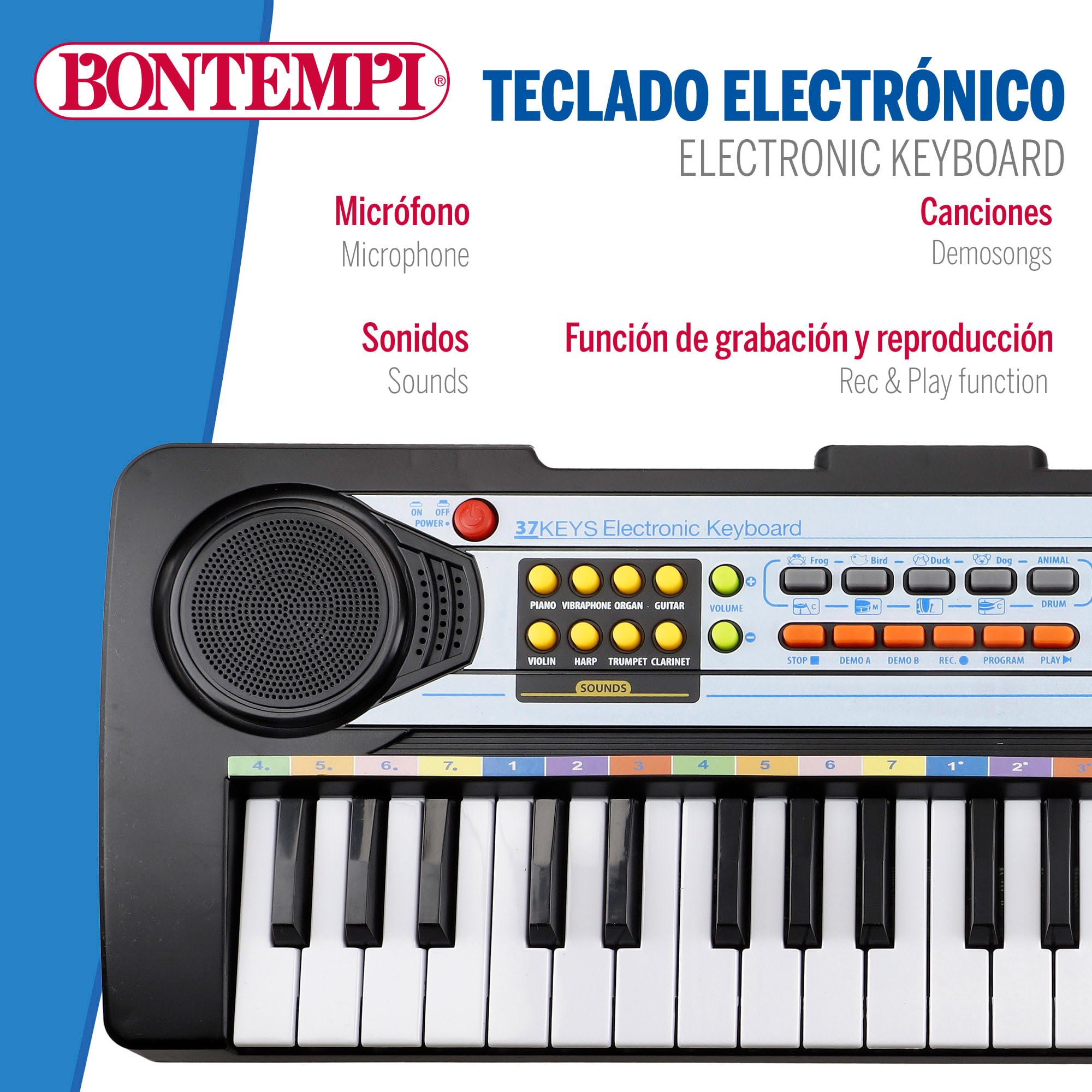 COLORBABY Teclado Piano electrónico c/micrófono 37 Teclas para niños Bontempi (47896)