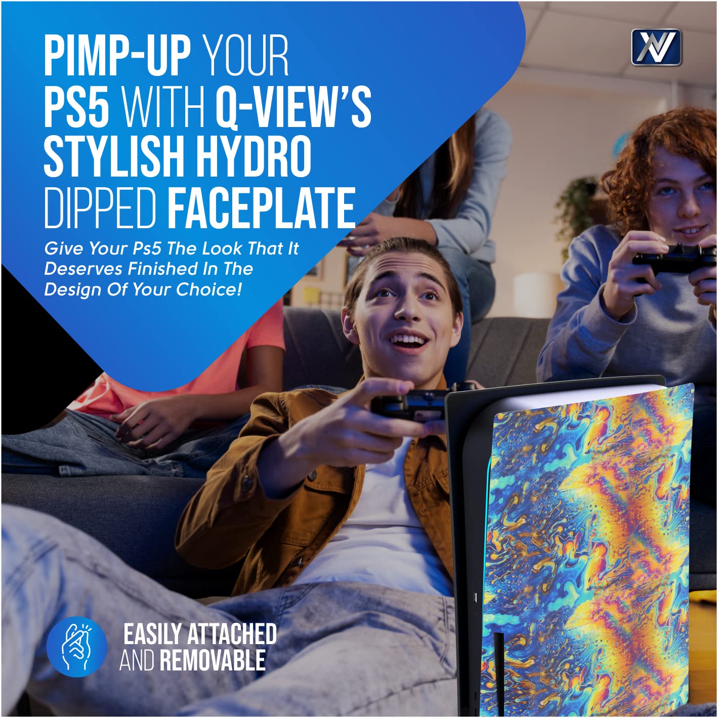 Q-View Façade pour PS5 Hydro avec Design Personnalisé - Plaques de Protection et Accessoires de Qualité Supérieure (Lava)