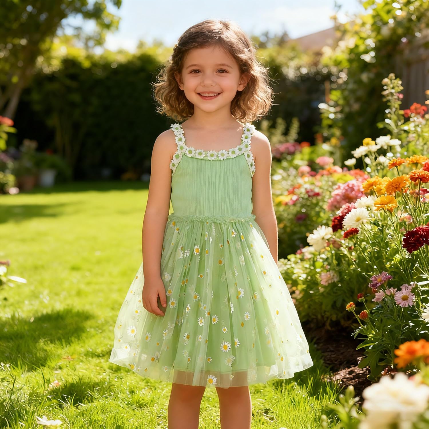 Toddler Girls Dress Cotton Princess Tulle Dresses Daisy Hem Tutu Kids Casual Sundress18M-8 Years - Image 3