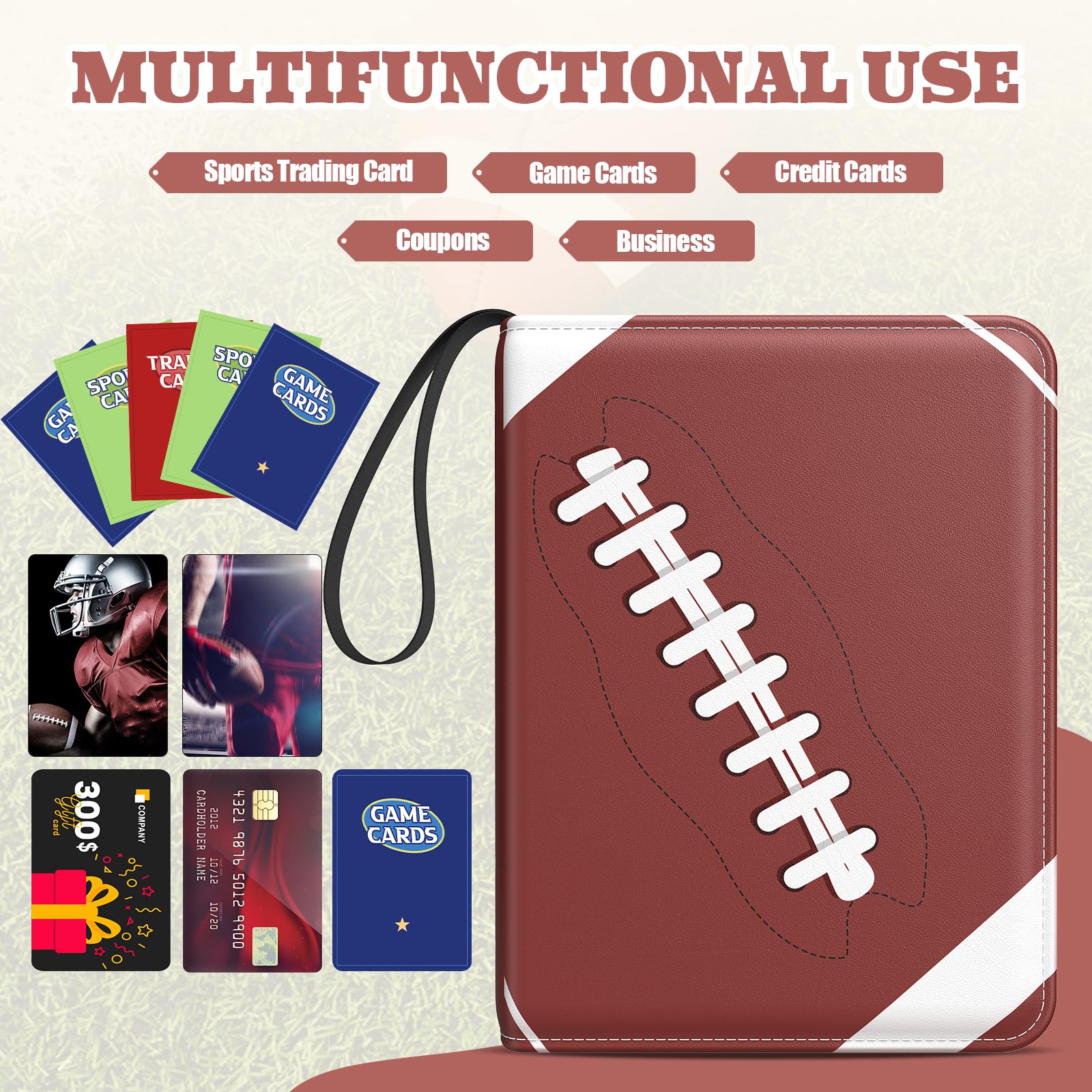Amazon.com: Trading Card Binder with Sleeves, 4-Pocket Football Card Binder  Premium 440 Double Sided Pocket PU Card Collection Binder, Display Case  with Football Card Sleeves Card Holder Protectors Set : Toys &