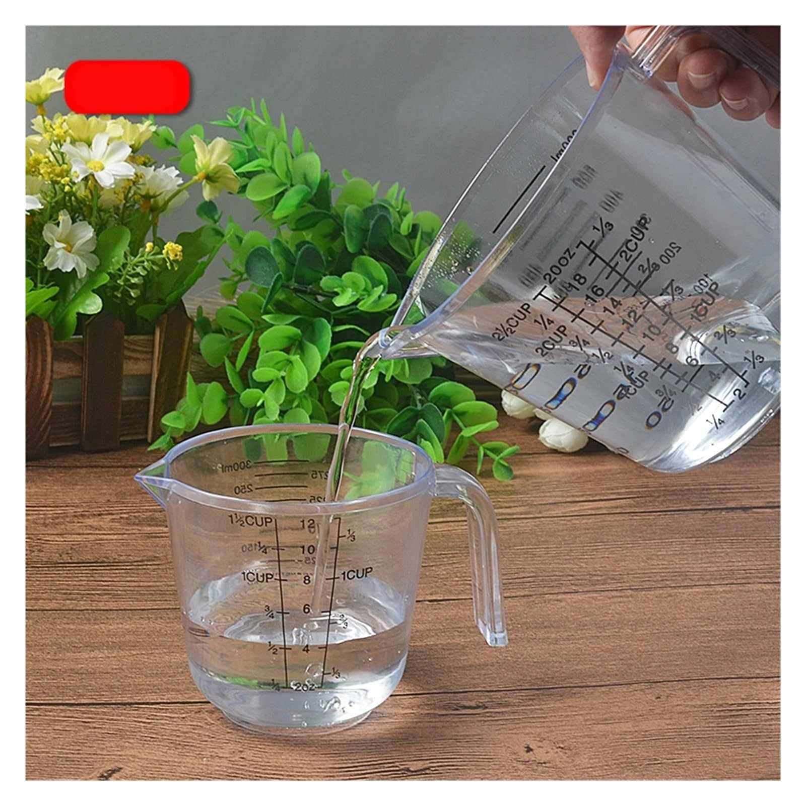 Jarra medidora Vaso medidor de plástico transparente 150/300/600 ml con escala y boquilla vertedora, 3 tamaños, unidades(300ml)