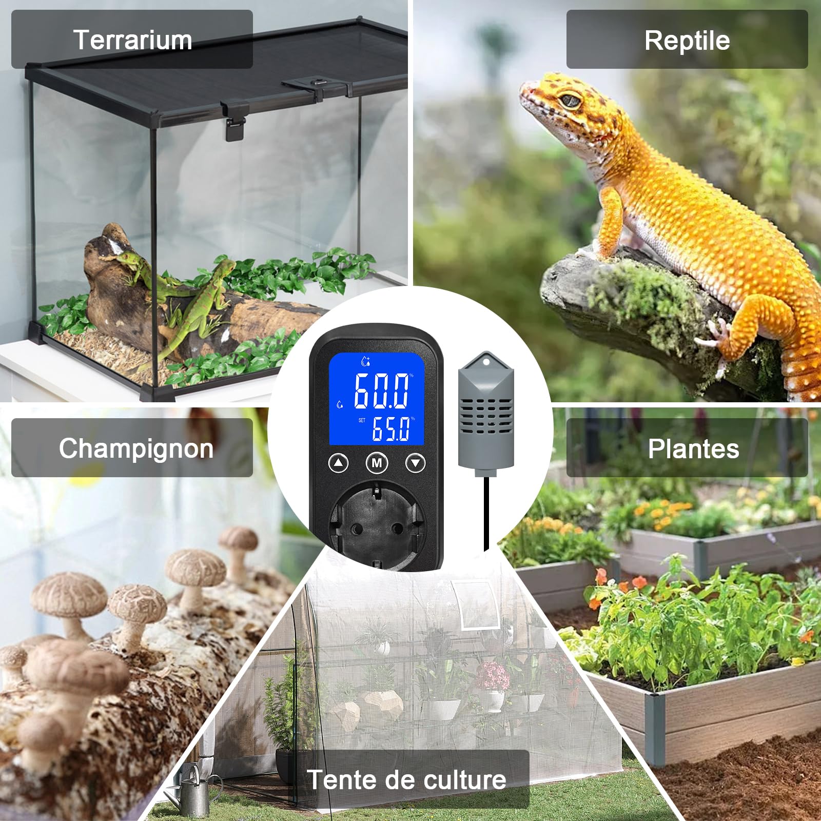 KETOTEK KT2200 régulateur d'humidité numérique à brancher sur prise, hygrostat contrôle de l'humidité pour humidificateurs, déshumidificateurs, terrariums, incubateurs et serres