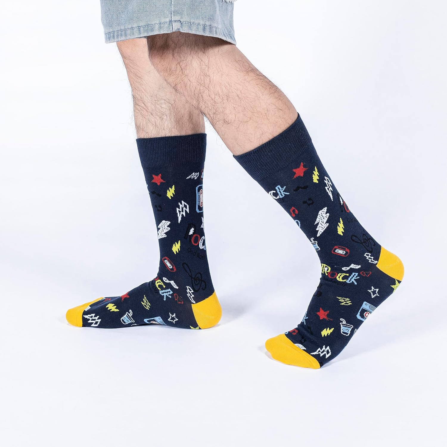 BISOUSOX Mens Dress Socks Funny Fun Colorful Crazy Funky Crew Socks for Men Novelty Happy Cotton Size 9-12 - Image 4
