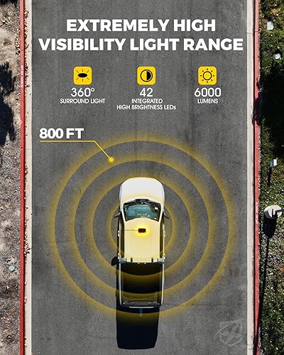 Miniatura 2 de Xprite Barra de luz estroboscópica de emergencia ámbar para techo, luces intermitentes de seguridad con panel de control, base magnética para