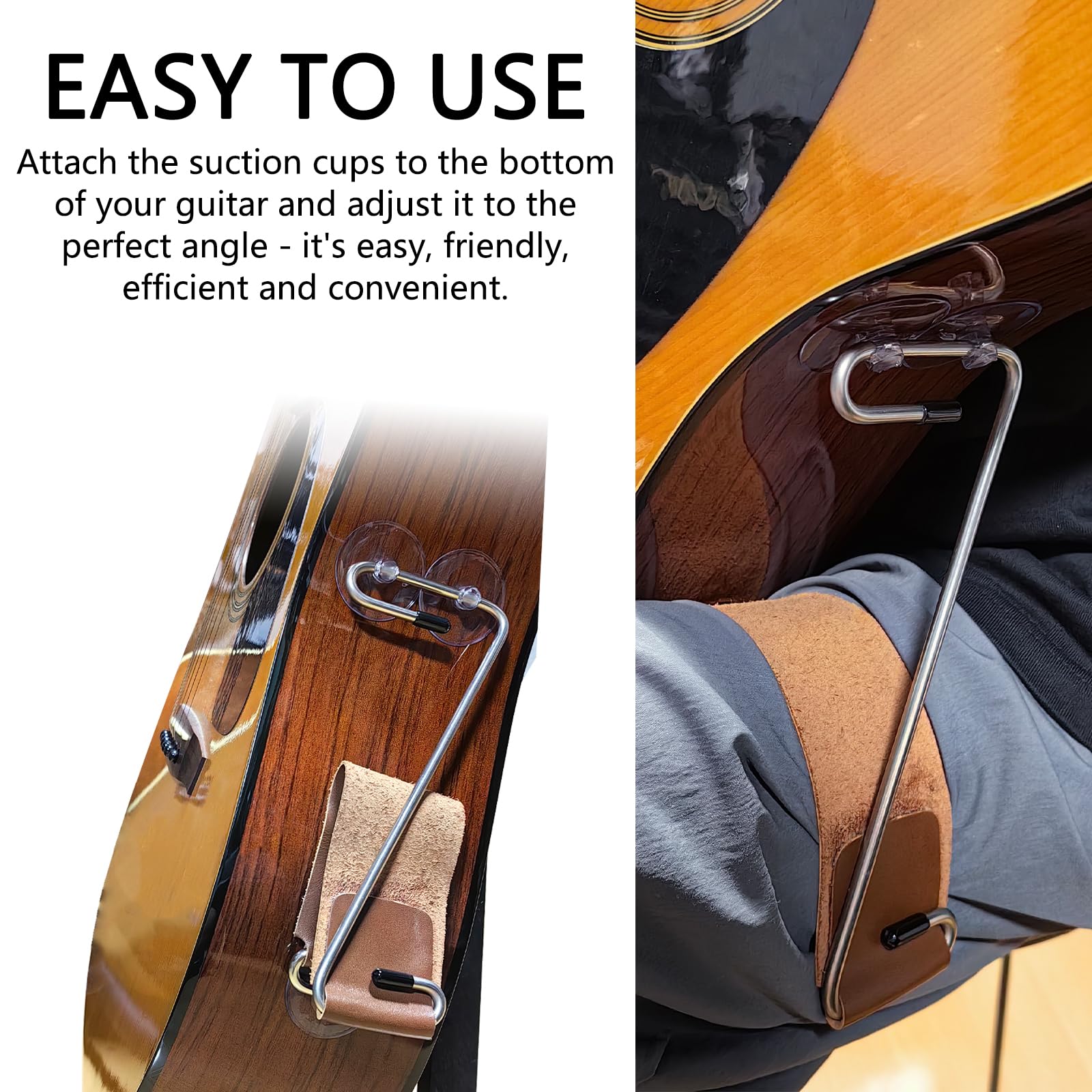 Musiin Guitar Leather Stand Z Shape Classical Guitar Stand Support Leg Stand Instrument Accessory (Brown) - Image 3